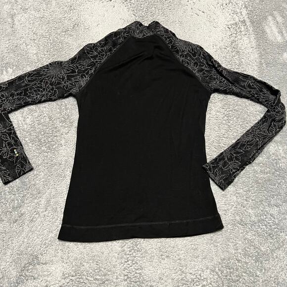 Smartwool Shirt Womens Medium Black Gray Merino 250 Quarter Zip Base Layer - Picture 3 of 9